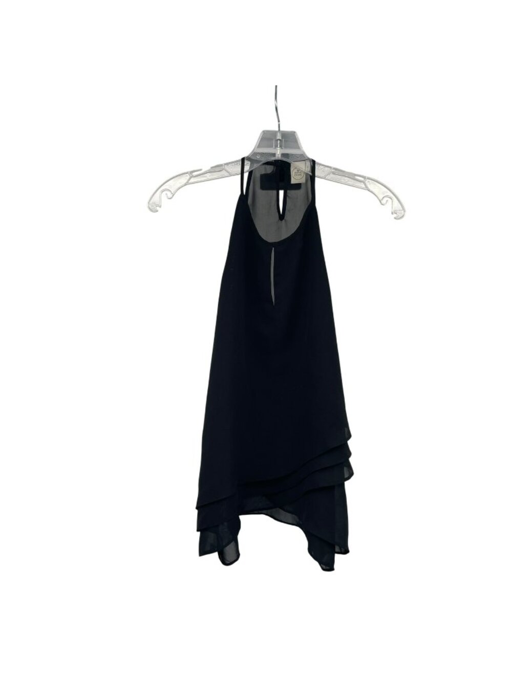 Paper Crane Womens Halter Blouse Layered Keyhole Black Size Small